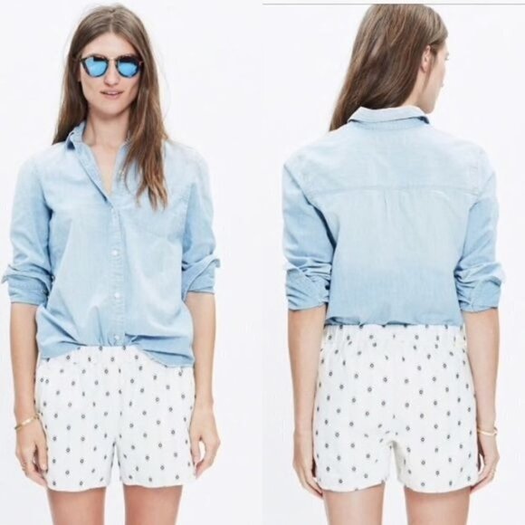 Madewell XXS Cream Black Shorts Pull on Shorts Diamond Dot Pockets - Picture 1 of 6